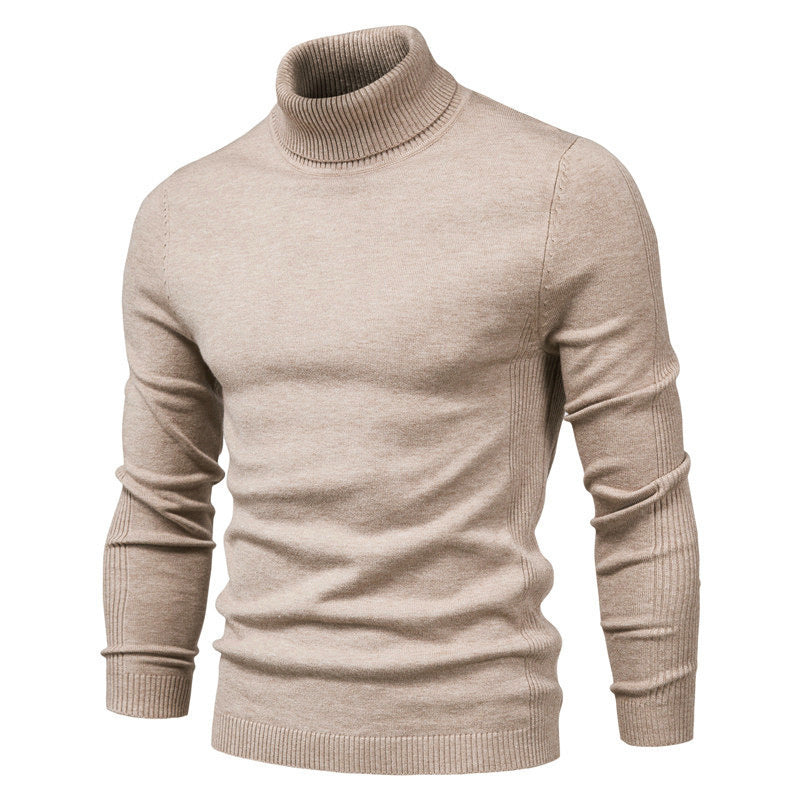 Men's Solid Color Slim Pullover Turtleneck Sweater - Winter Casual Tops