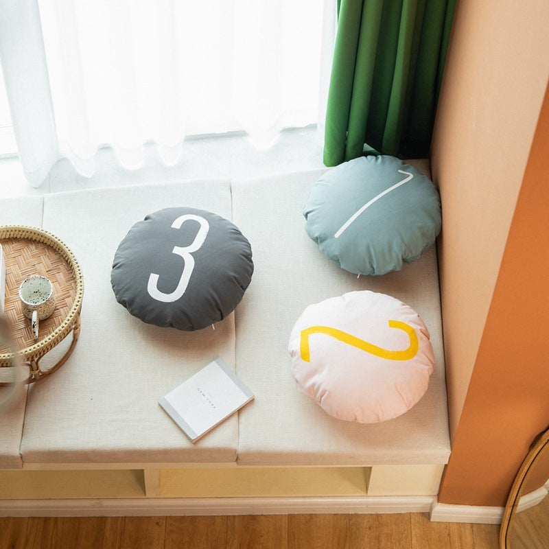 Cotton Canvas Round Pillow Sofa Cushion