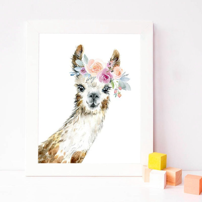 Modern Animal Alpaca Ins Print Poster - Trendy Bedroom Decor Wall Art for Contemporary Home