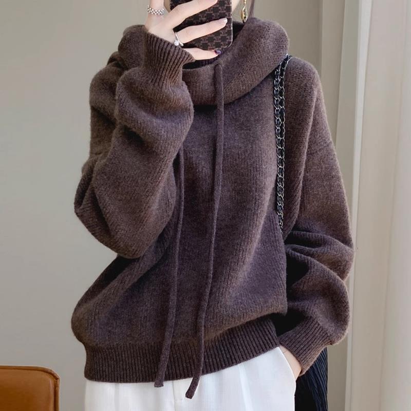 Women's Thicken Lazy Style Sweater - All-Match Long-Sleeved Pullover