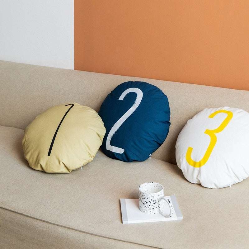 Cotton Canvas Round Pillow Sofa Cushion