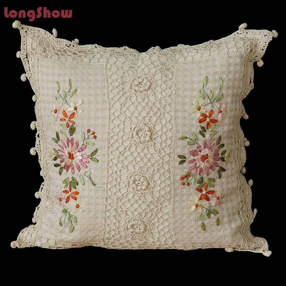 Cotton Pillow Case Satin Embroidered Cushion