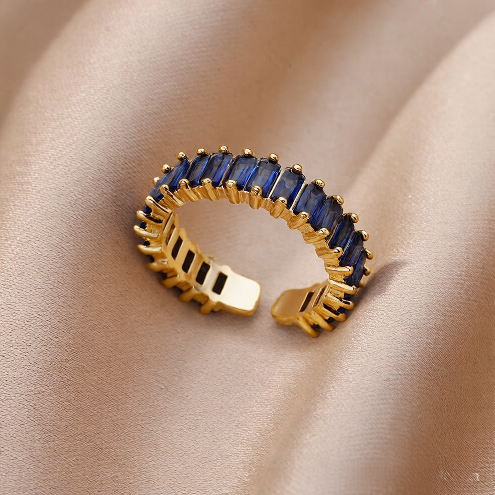 Colorful Zircon Open Ring - Adjustable Statement Piece