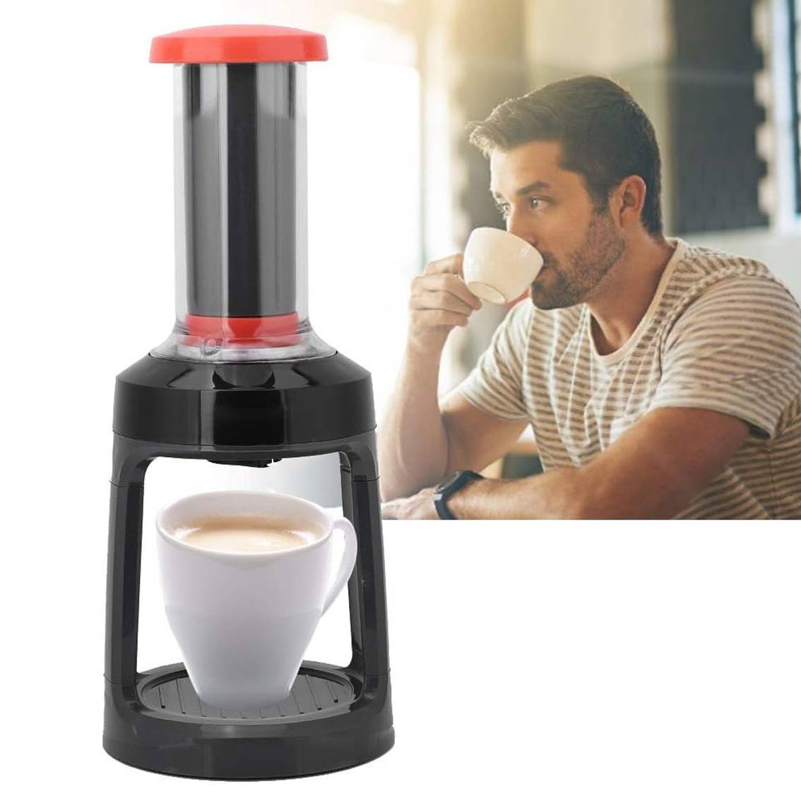 Manual Coffee Press - Hand Pressing Espresso Maker for Capsules & Ground Coffee