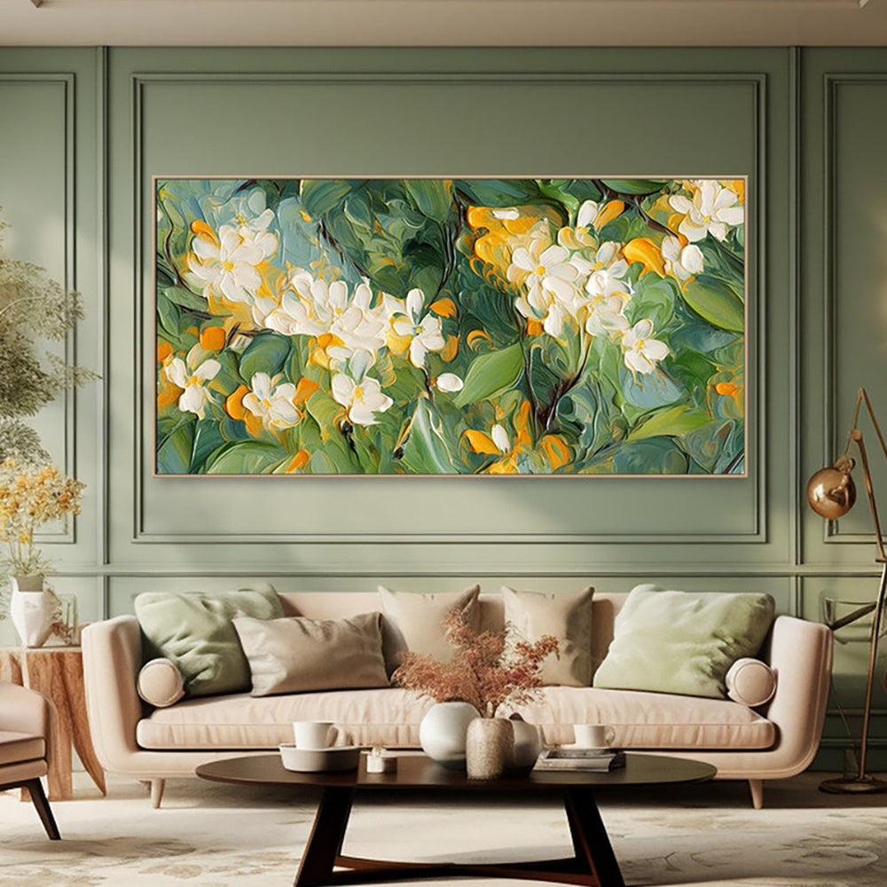 Abstract Floral Handmade Oil Painting On Canvas Wall Art Decoration 3d Texture Original Flowers Crabapple Blossoms For Home Bedroom Decor Rolled Frameless Unstretched Painting