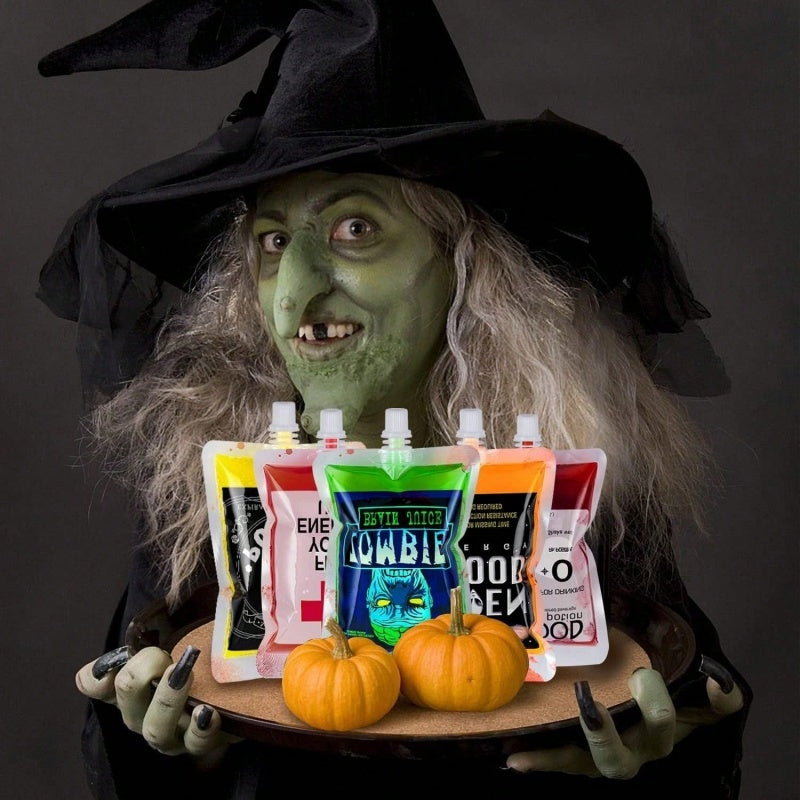 Halloween Blood Drink Bags - 21 Pack Reusable Containers with Funnels
