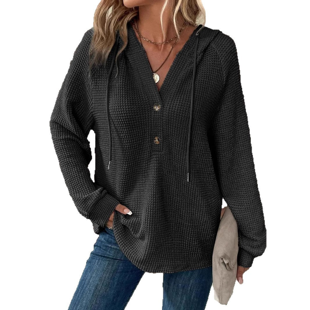 Women's V-Neck Long Sleeve Pullover Sweater - Casual Sports Style