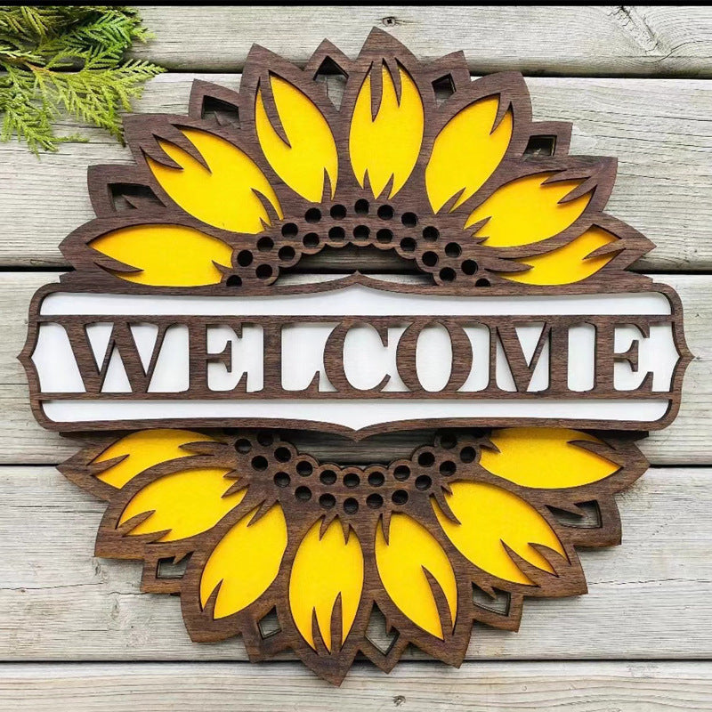 Premium Sunflower Doorplate Decoration - Boxwood Craft Pendant
