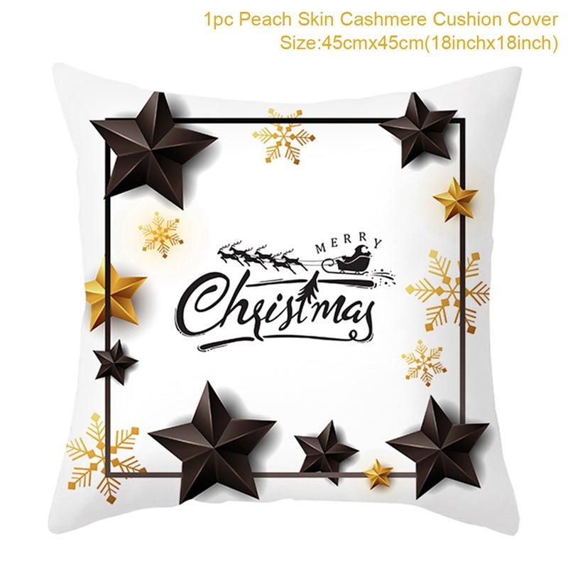 Christmas Printed Throw Pillow Cushion Cover - Festive Linen Holiday Decoration for Home