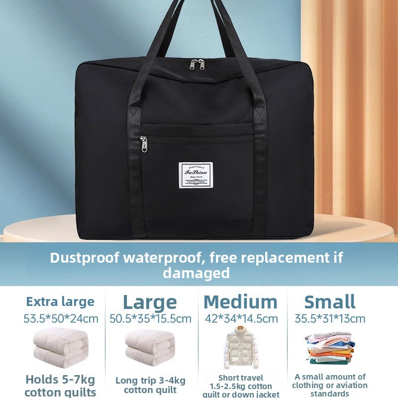 The large-capacity travel bag is portable
