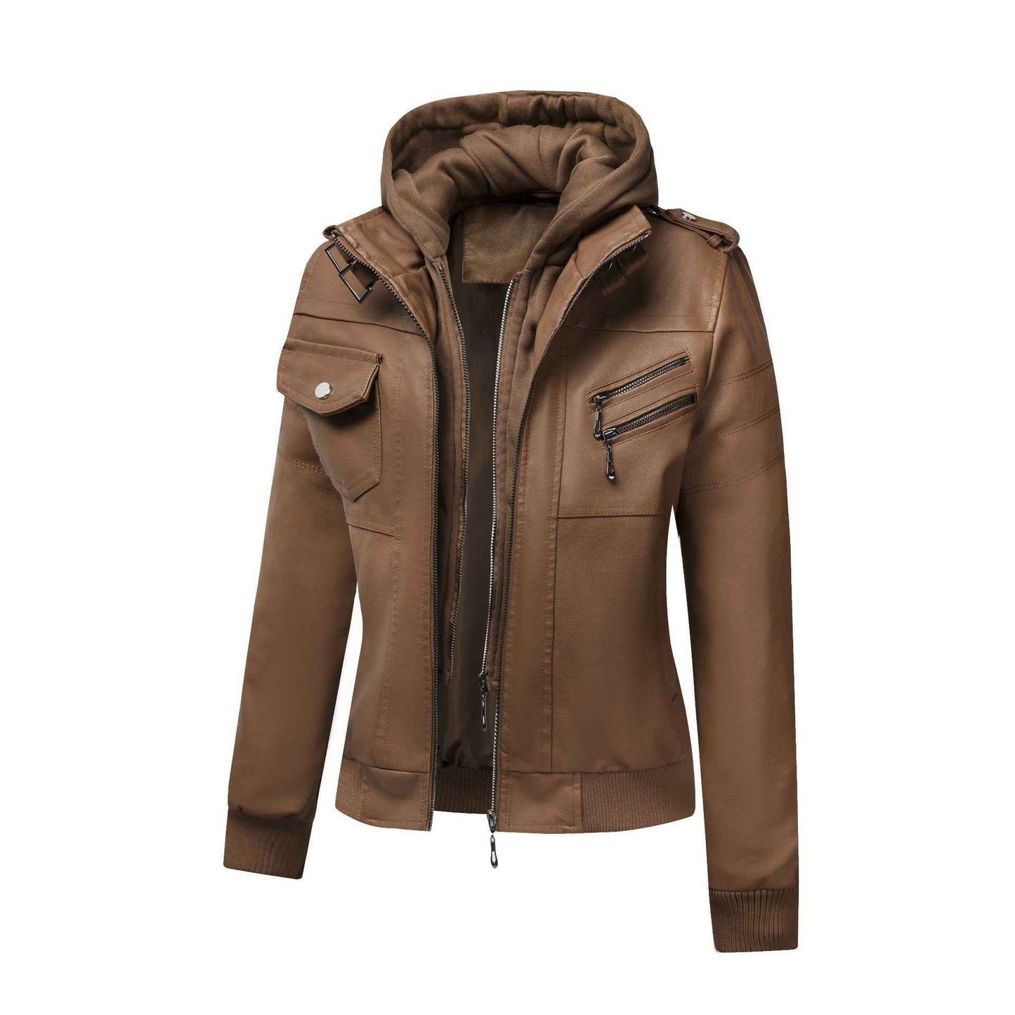 Large Size Women's Artificial Leather Women's Motorcycle Jacket American Style