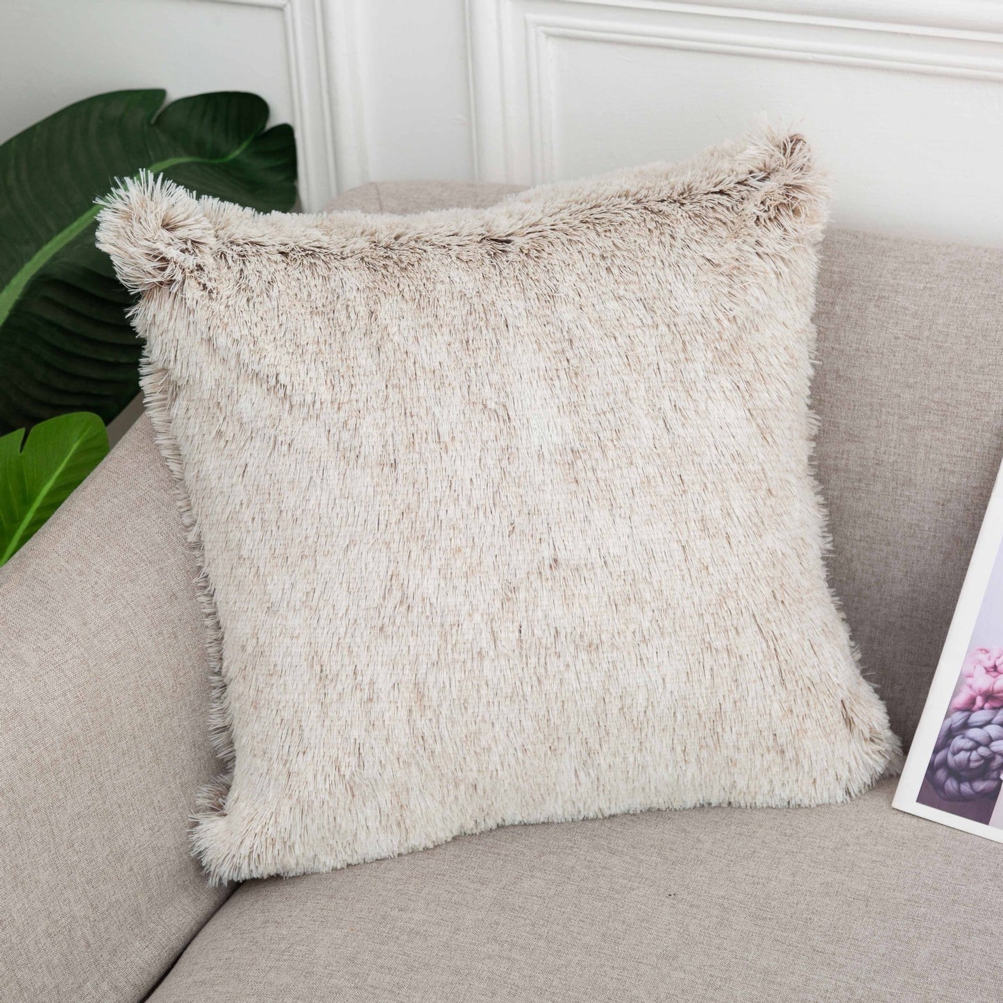 Long hair gradient color pillowcase back cushion plush pillowcase