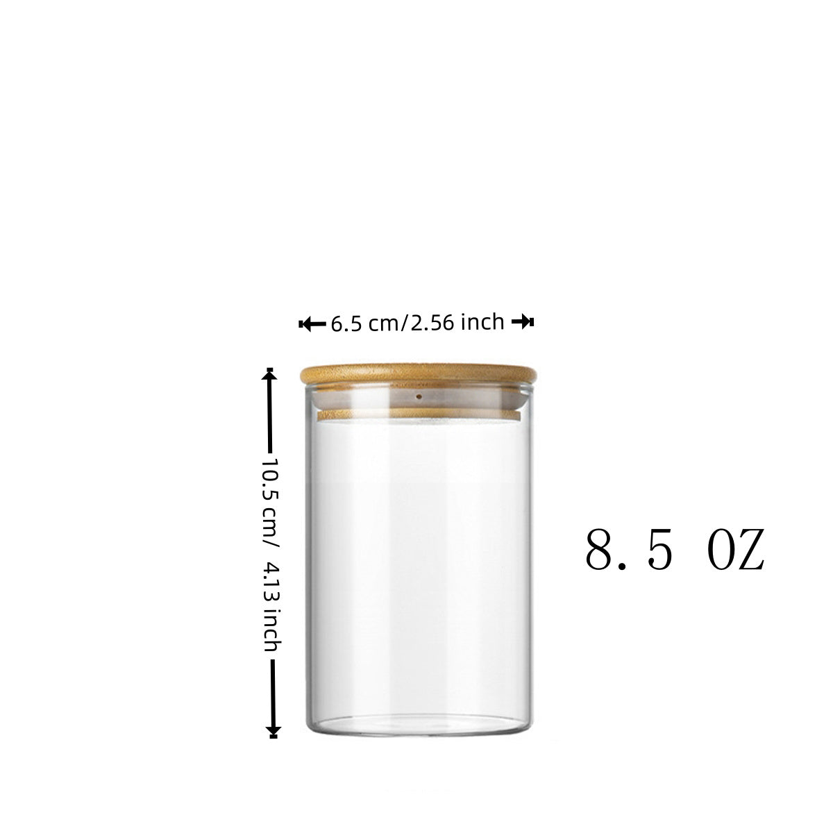 Round Glass Storage Jars - 12 Piece Set with Bamboo Lids & Stickers