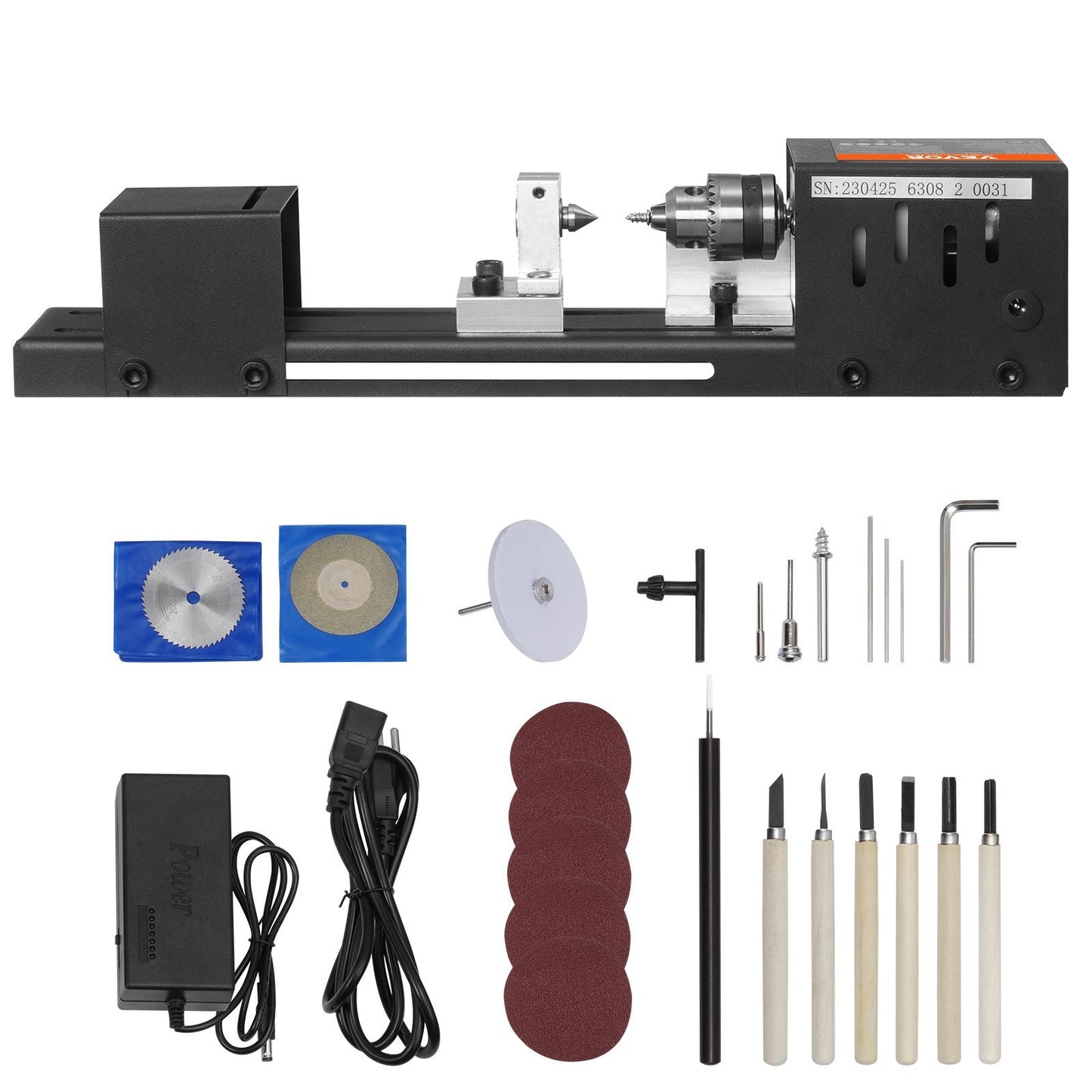 Mini Lathe Machine, 2.76 In X 6.3 In, 24VDC 96W Mini Wood Lathe Tools Milling Machine Accessories,