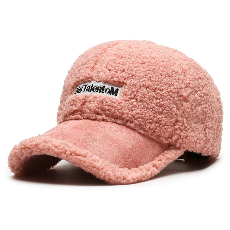 Autumn Winter Color Matching Fashion All-Match Plush Warm Peaked Cap