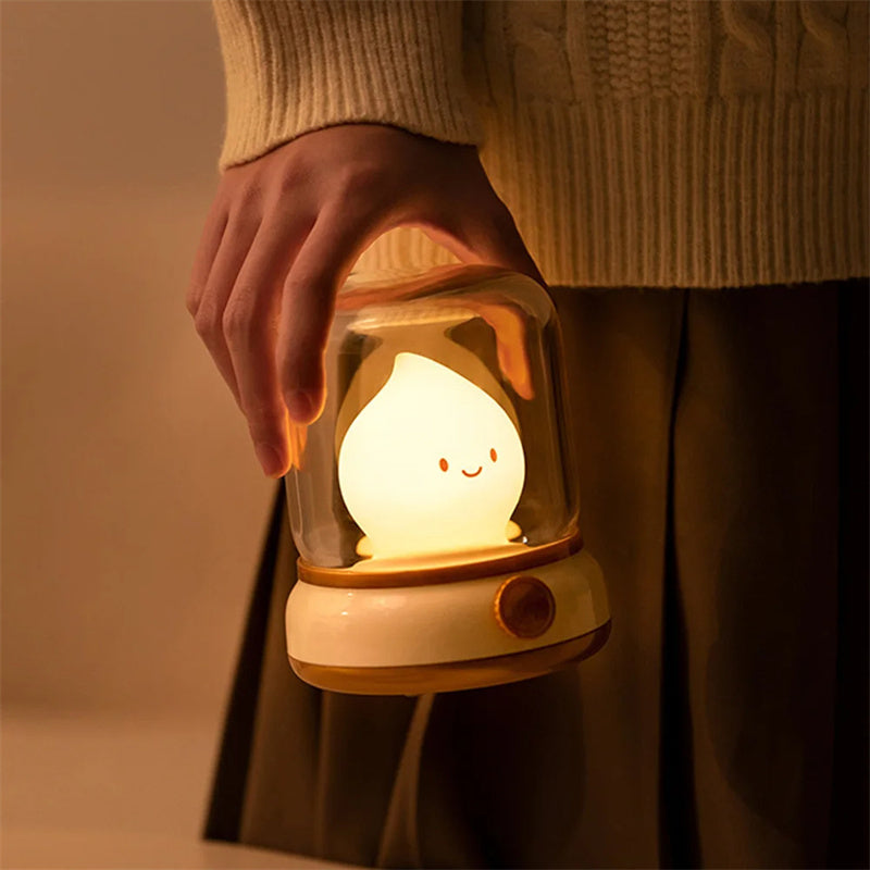 Retro Small Night Lamp - Bedroom Mini Desktop LED Cute Rechargeable Portable Cartoon Table Lamp