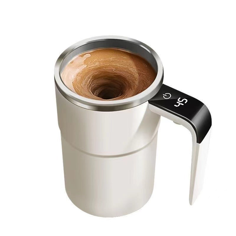 Automatic Coffee Stirring Cup, Stainless Steel Self-stirring Coffee Cup With Lid, Automatic Stirring, LED Intelligent Display Temperature - DropOnline.co