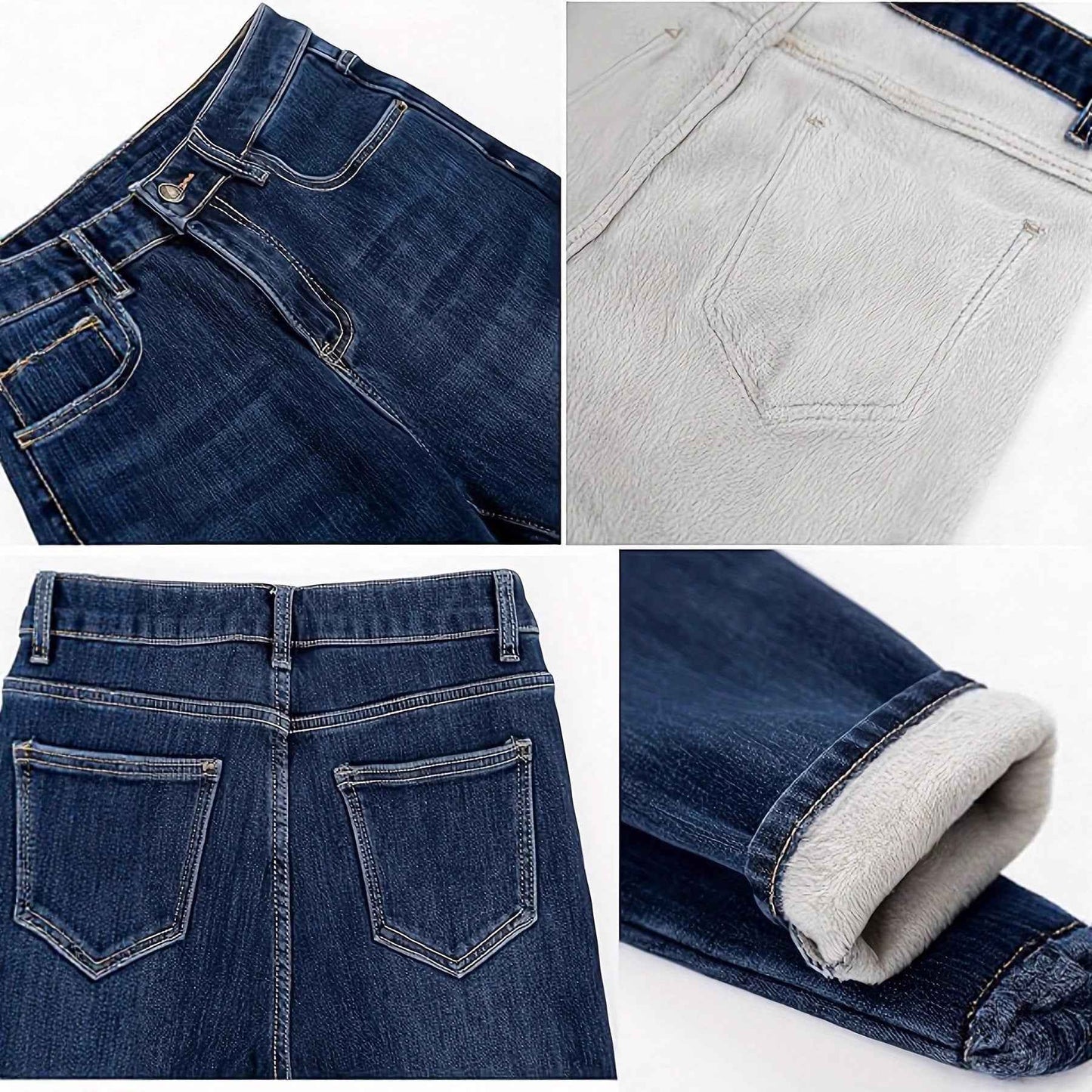 Women's Tight Casual All-matching Fleece Addition Denim Trousers