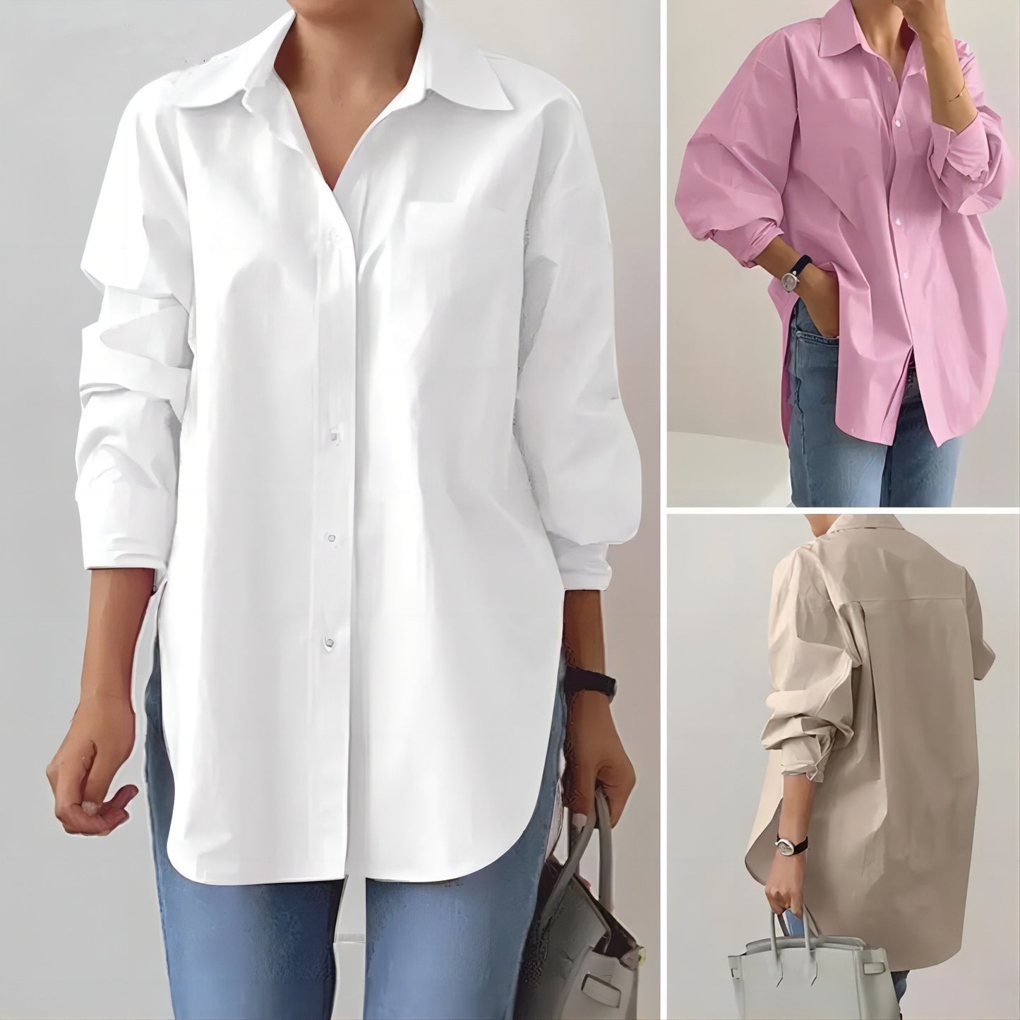 Collared long-sleeved shirt