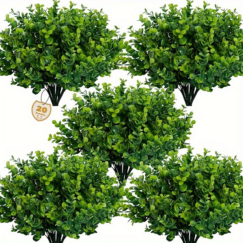 Set Of 20 UV-resistant Bionic Eucalyptus, Suitable For Indoor And Outdoor Decoration-perfect For Weddings, Homes, Gardens, And Offices