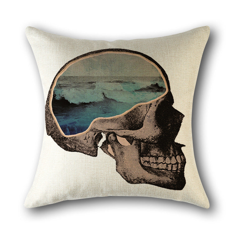 Skull Print Cushion Cotton Cover Sofa Cushion Bed Scandinavian Decorative Pillow Case