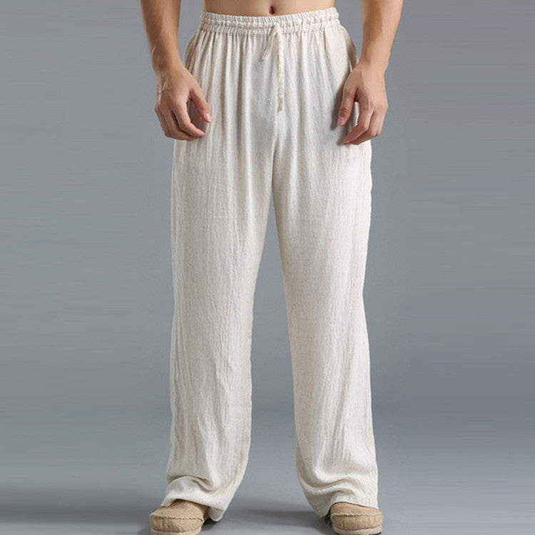 Men's Breathable Linen Casual Sports Pants - Loose Fit Summer Trousers