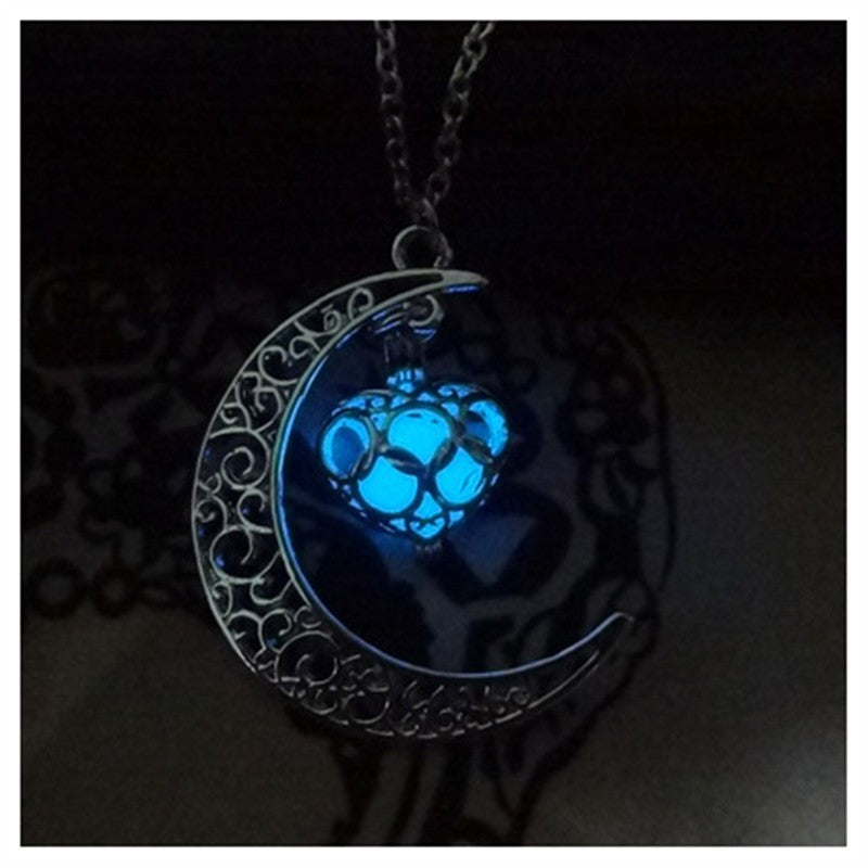 Glowing Pendant Necklace - Silver Plated Chain