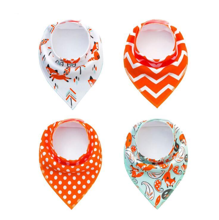Baby Bandana Bibs 4-Pack - Cotton Triangle Drool Bibs with Arrow & Wave Prints