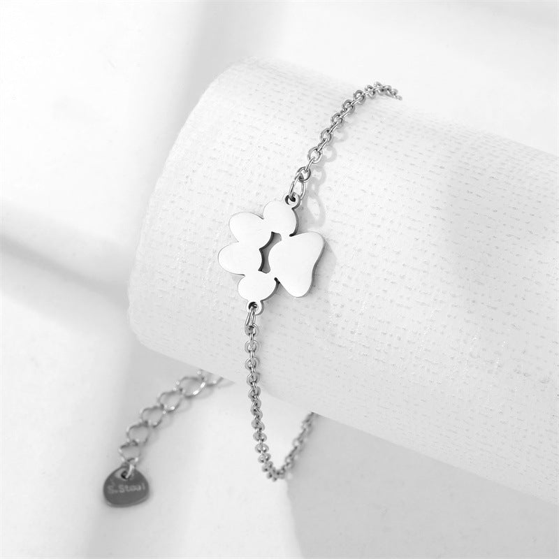 Stainless Steel Dog's Paw Bracelet - Pet Lover Charm Bracelet