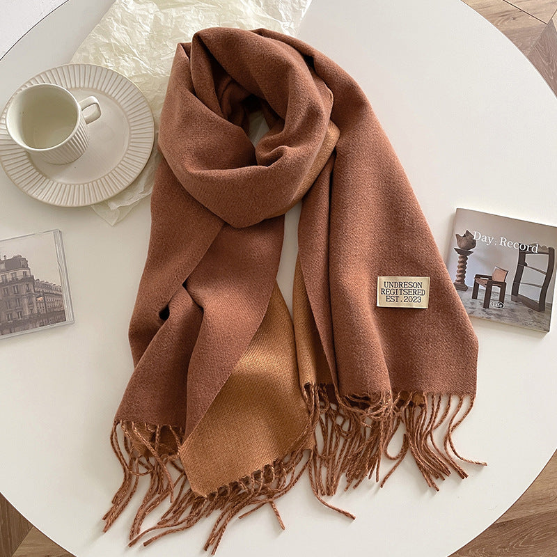 Double-Sided Artificial Cashmere Scarf - Women's Winter Warm Couple Scarf