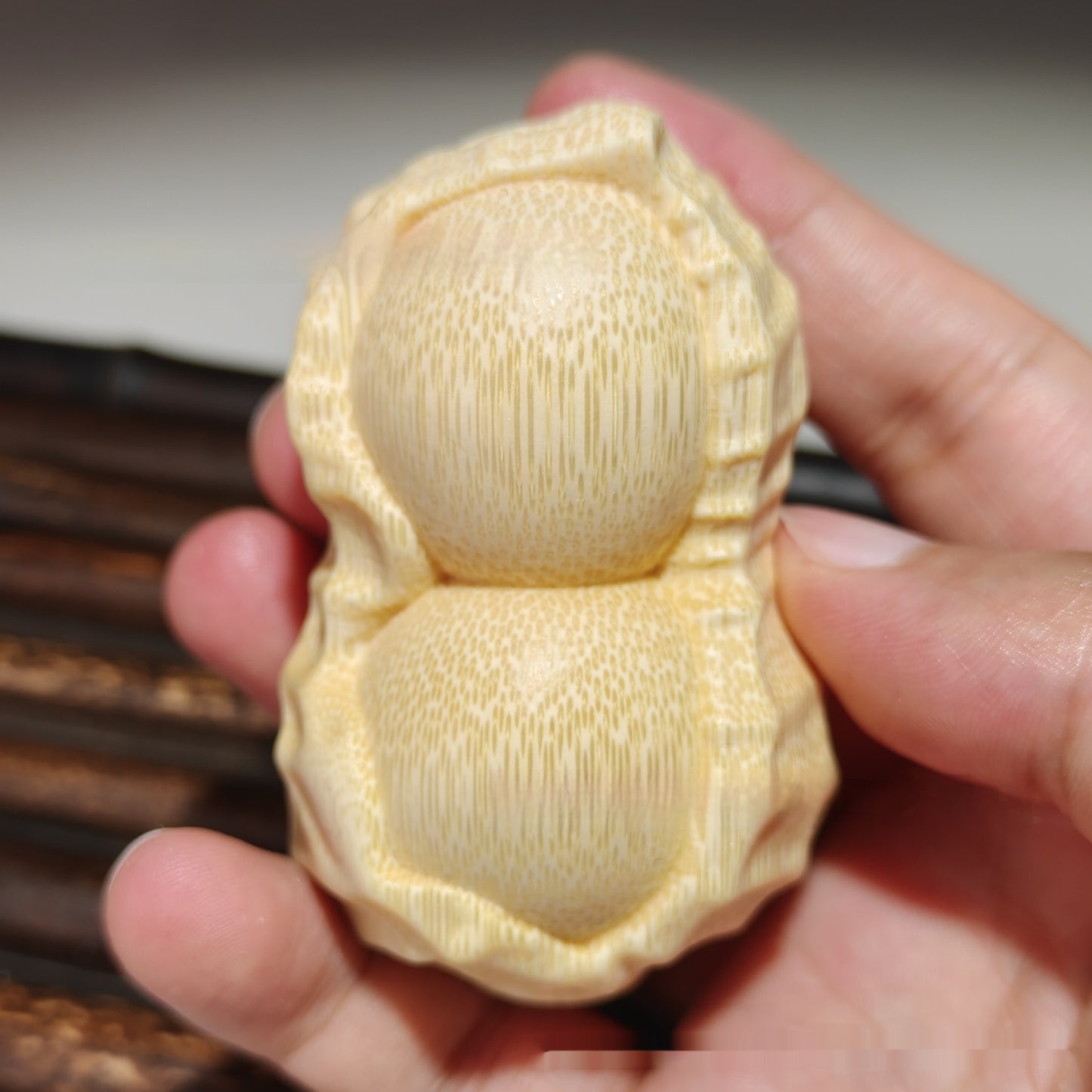 Crafts Pure Natural Solid Bamboo Carving Peanut Ornaments
