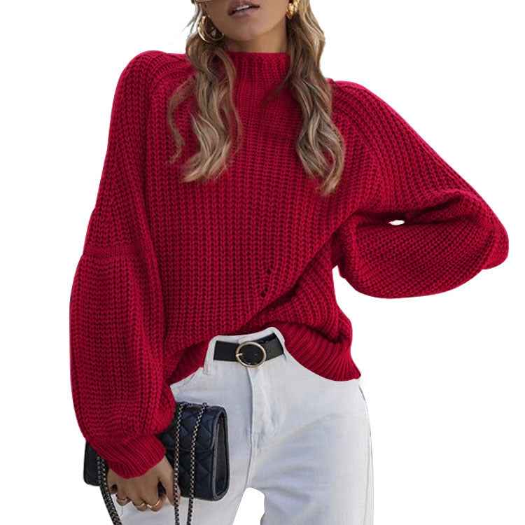 Autumn And Winter New Loose Half-high Collar Sweater