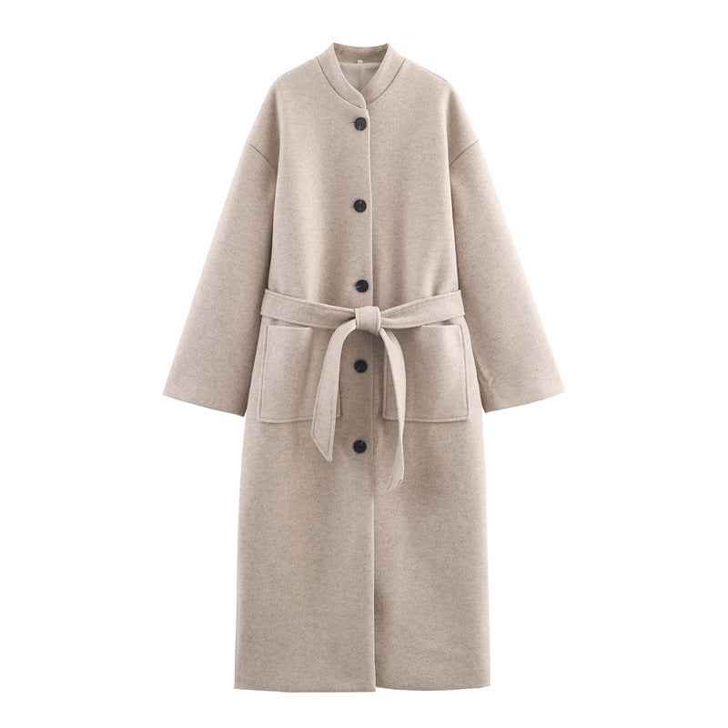 Long Belted Elegant Coat For Women