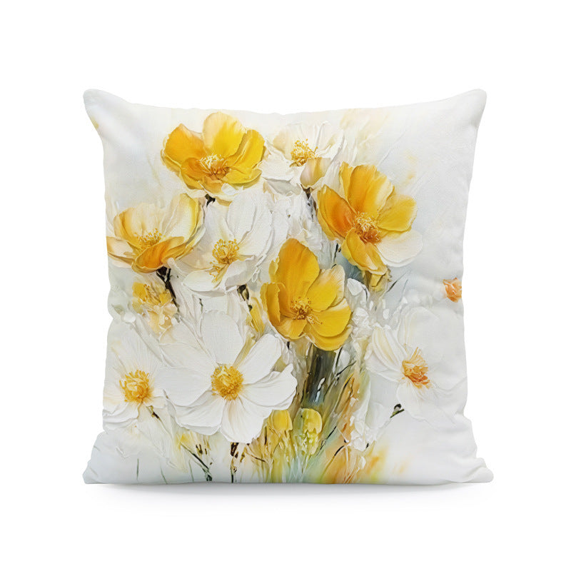 Ink-painting Plum Blossom Yellow Flower Sofa Cushion Cover Without Pillow Core