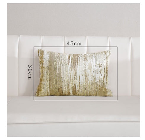 Light Luxury Sofa Cushion Living Room Nordic Velvet Printing Pillow Simple Modern Model Room Pillow Pillowcase