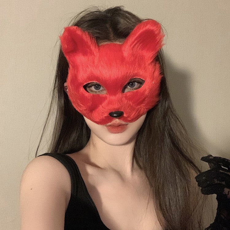 Halloween Half Face Mask - Werewolf White Design