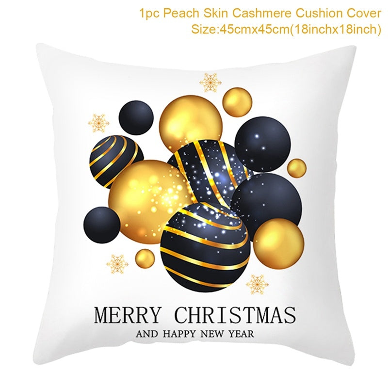 Christmas Printed Throw Pillow Cushion Cover - Festive Linen Holiday Decoration for Home
