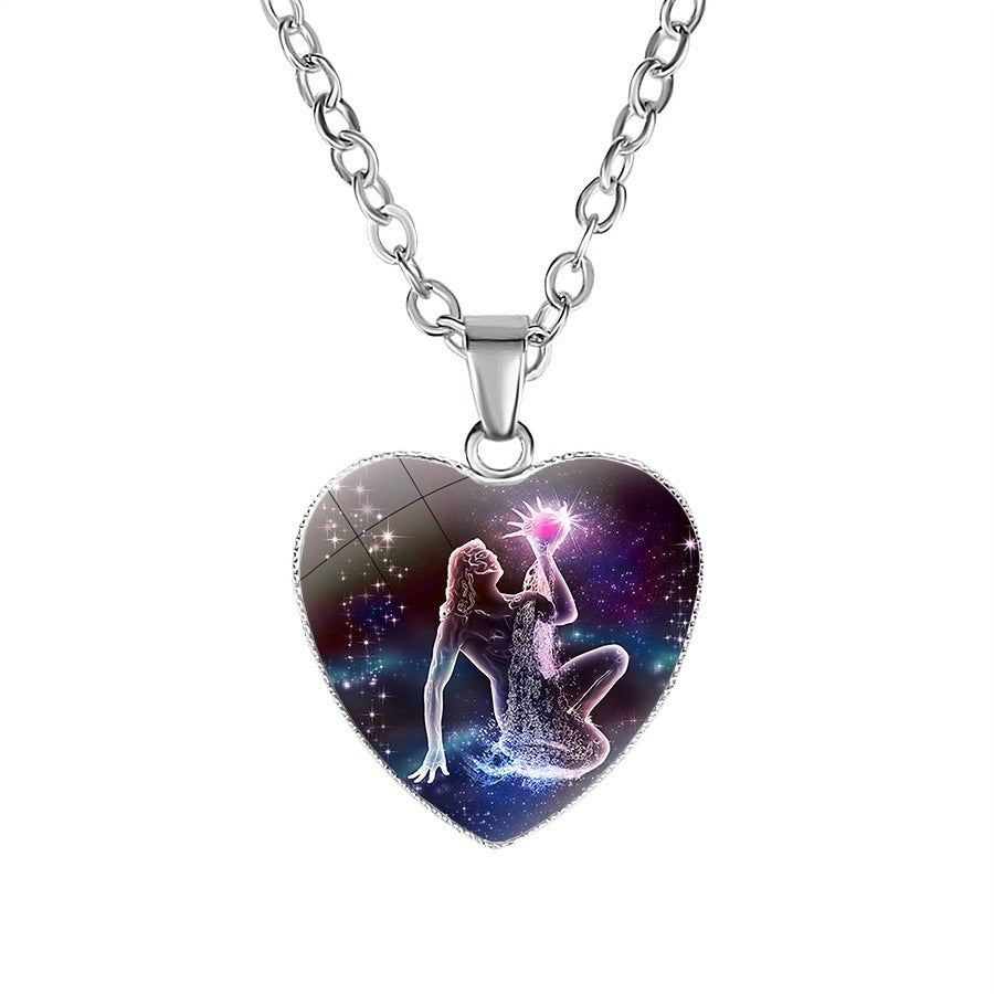 Women's Zodiac Heart Pendant Necklace - Personalized Astrology Jewelry