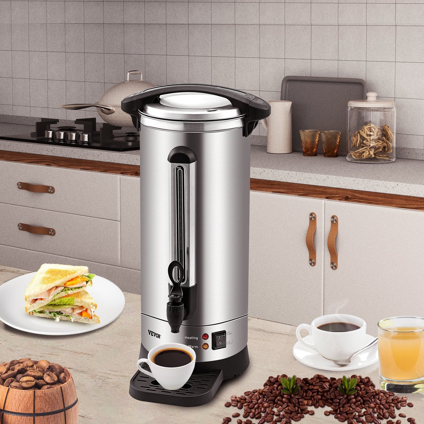 VEVOR Commercial Coffee Urn - 110 Cup Large Stainless Steel Dispenser