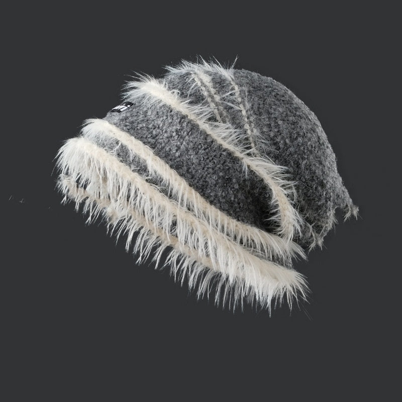 Korean Style Autumn Winter Scarf - Plush Knitted Mixed Color Stripe Warm Scarf