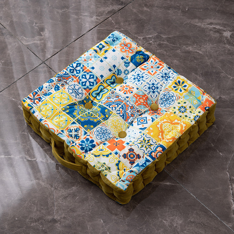 Square Fat Cushion Printing Thick Hip Pad Cushion Ethnic Style Cushion