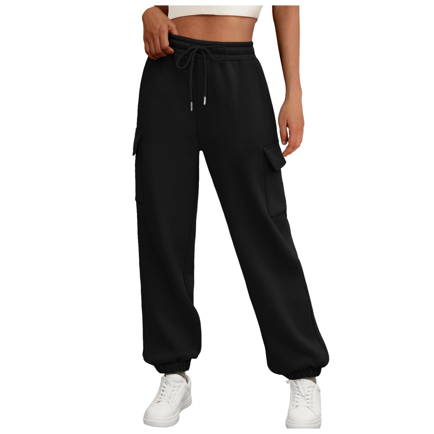 Women's Fleece-Lined Sweatpants - Baggy Athletic Jogger Trousers with Pockets