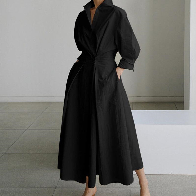 Collared shirt with loose cuffs sleeveless dress