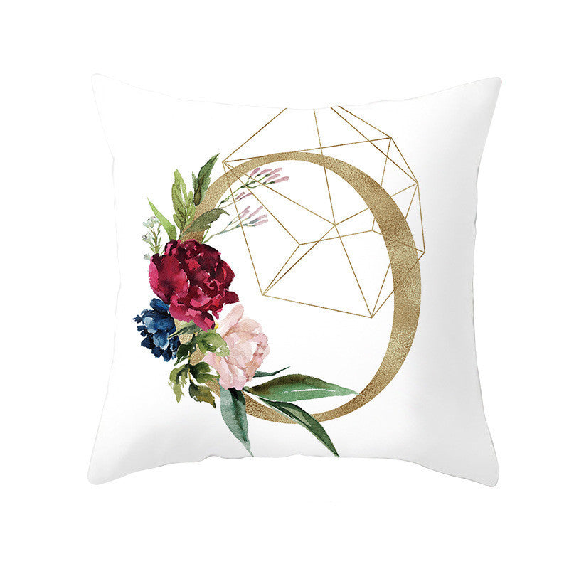 Nordic Style Pillowcase Geometric Golden Letter Pillowcase Peach Skin Sofa Cushion Household Goods