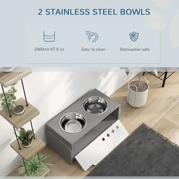 Elevated Dog Bowls, 3 Height Adjustable Raised Dog Bowls W Slow Feeder Mat, Stand, For Medium To Extra Large Dogs