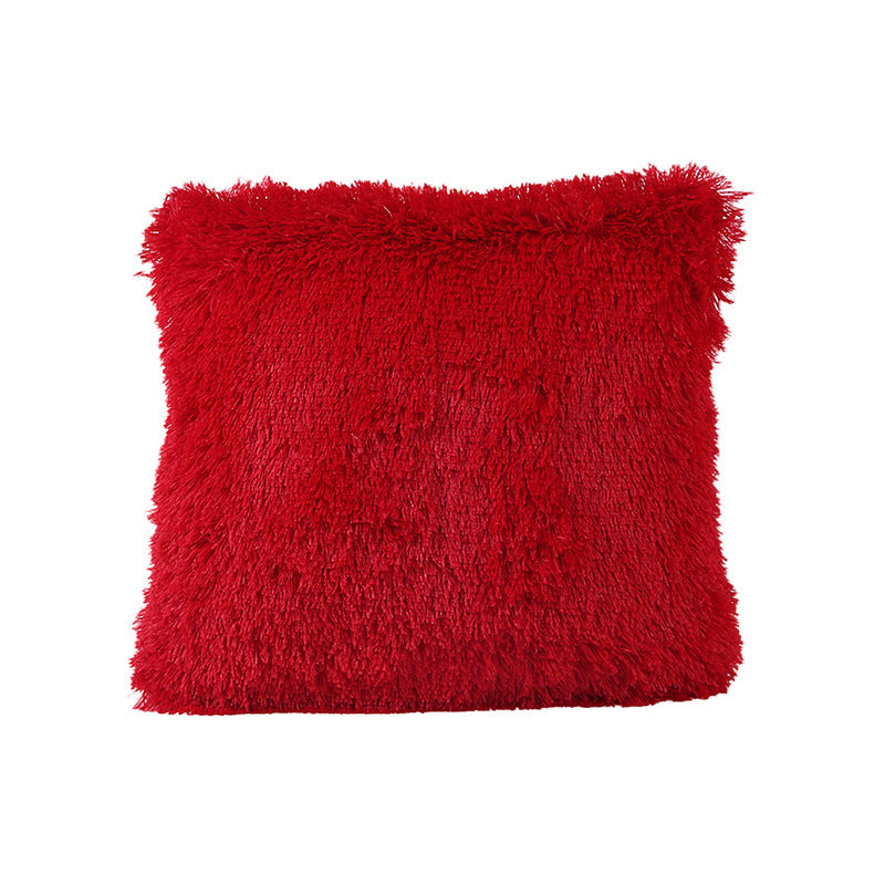 Living Room Bedroom Sea Velvet Solid Color Cushion Cover
