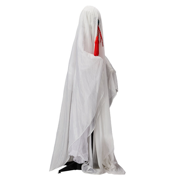 4.3ft Animatronic Ghost with Trident - Sound-Activated Halloween Decoration