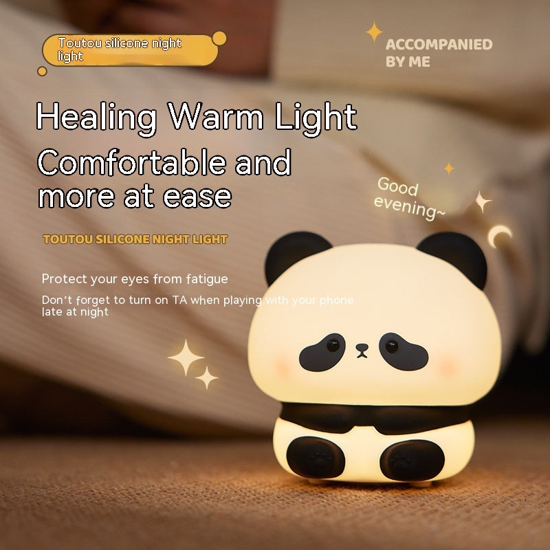 Panda LED Night Light - Cute Silicone USB Rechargeable Touch Lamp with Timing for Children