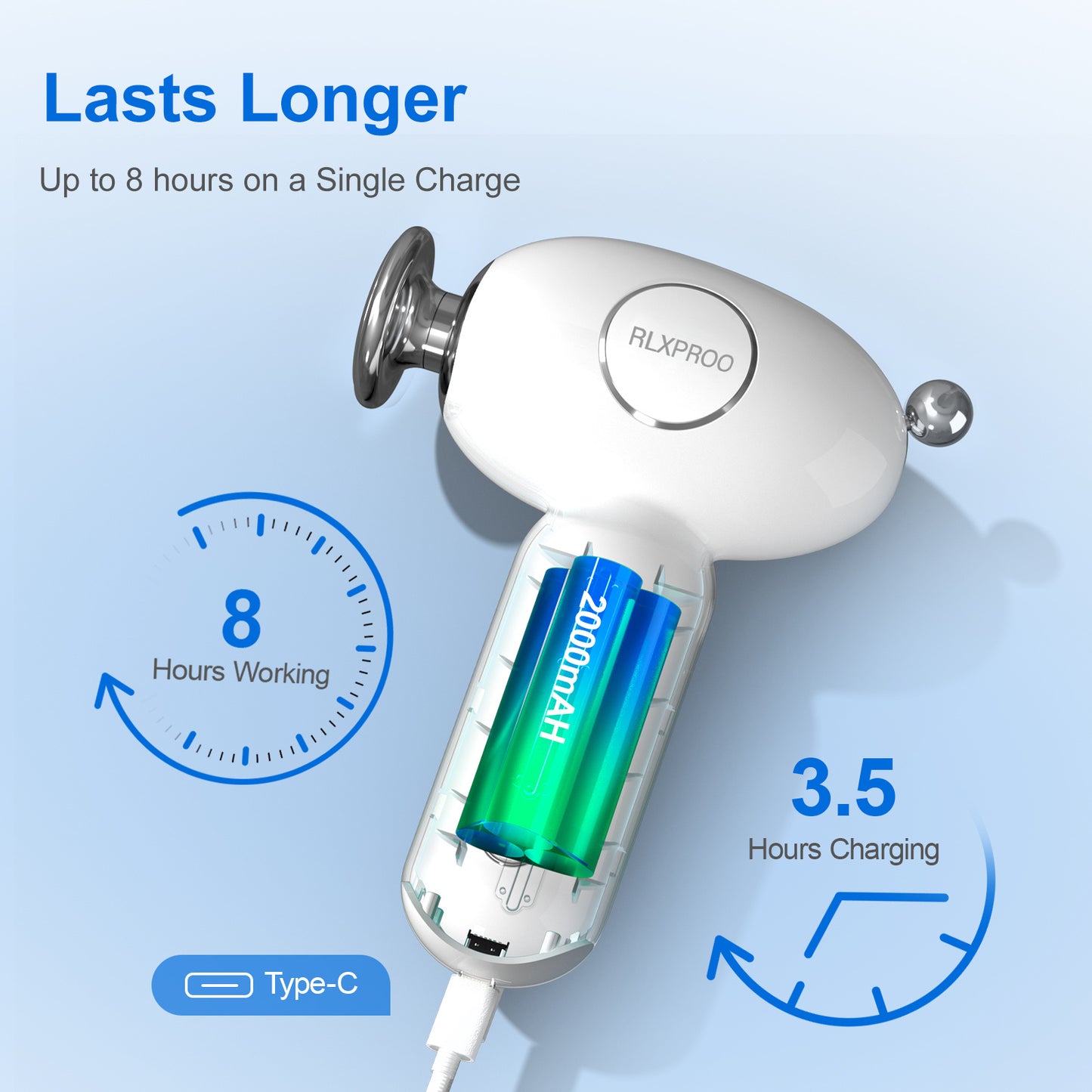 DRS-8120D Mini Massage Gun - Deep Tissue Percussion Massager With Heating Function, 5 Speed Levels, Portable Muscle Relaxation For Athletes & Recovery, USB Rechargeable