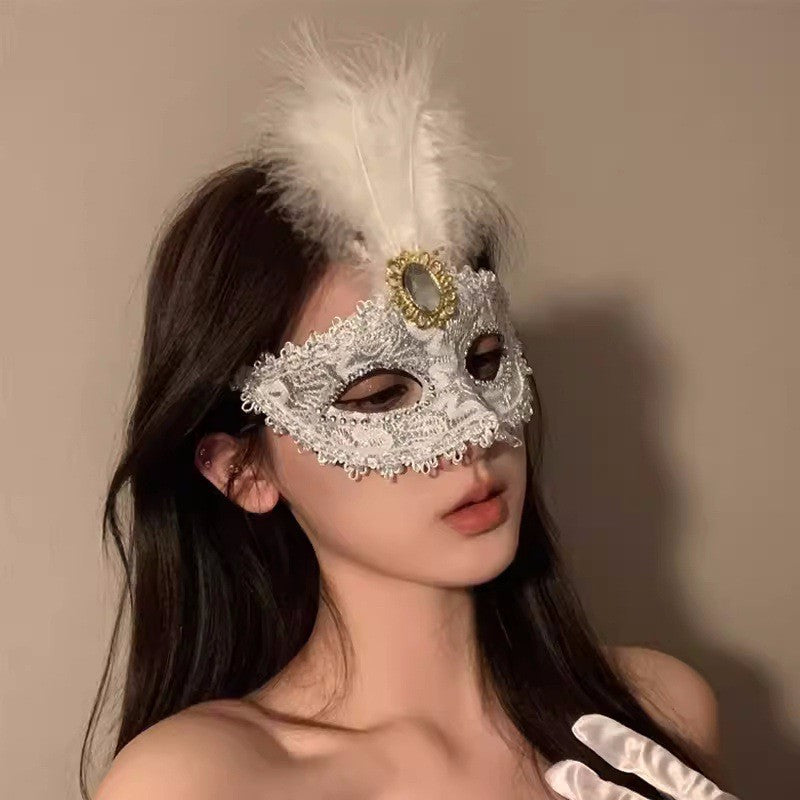 Halloween Half Face Mask - Werewolf White Design